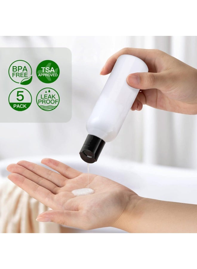 MAKINGTEC Clear Plastic Empty Travel Bottles with Disc Top Flip Cap, BPA-Free Squeeze Containers for Shampoo, Lotion, Soap, Cream (120ml, 5 Pcs) - Image 2